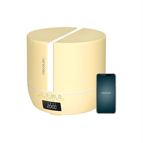 Diffuseur d'huiles essentielles Cecotec PureAroma 550 Connected Sunlight Jaune, Capacité de 500ml, Bluetooth