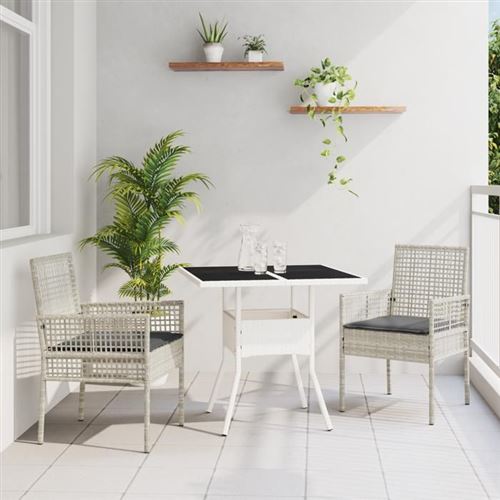 Non Communiqué Gris Vidaxl Ensemble De Salle À Manger De Jardin 3 Pièces Clair En Poly Rattan 3334933