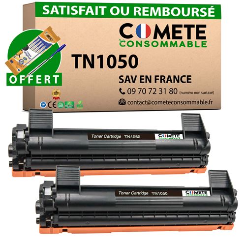 COMETE - TN1050 - 2 Toners Compatibles Laser Brother - Noir - Marque française