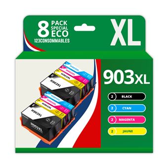 Cartouches D'Encre Compatibles 903/953 XL Pour HP Officejet Pro (Série 6950-8740) - Pack 4 Couleurs - 1 An Garantie