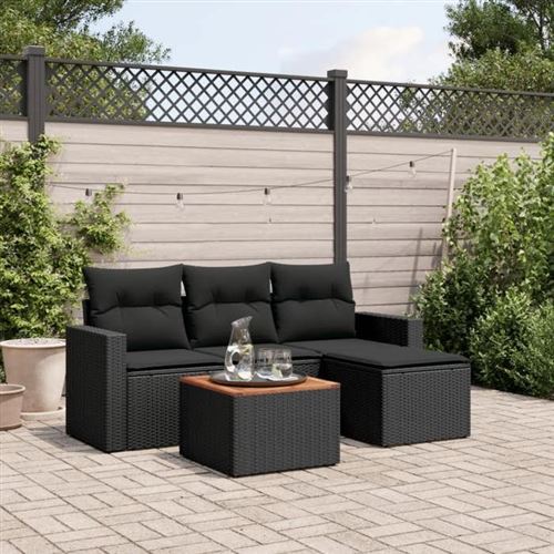 Non Communiqué Noir Salon De Jardin Modulable Vidaxl Resine Tressee 5 Pieces 62 X 65.5 X 69 Cm 4 Personnes