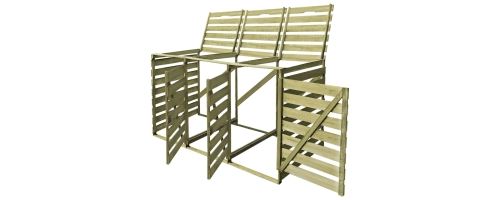 Abri pour poubelle triple 240 L Bois imprégné 218.3 x 92 x 120 cm