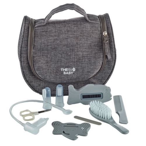Trousse de toilette - Avec accessoires - Gris chiné