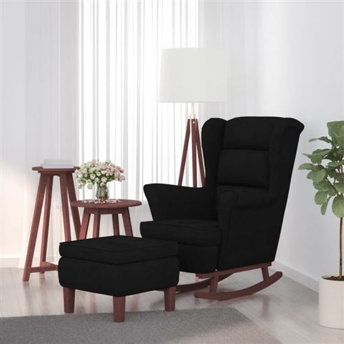 Non Communiqué Noir Vidaxl Fauteuil À Basculemet Houten Poten En Voetenbank Velours
