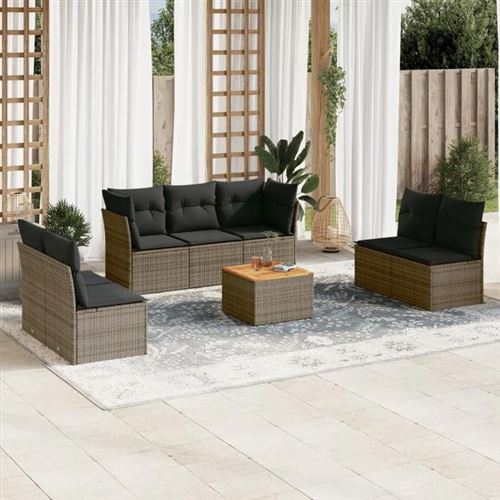 Non Communiqué Gris Salon De Jardin Modulable Vidaxl 7 Personnes Resine Tressee 62 X 62 X 69 Cm 8 Pieces