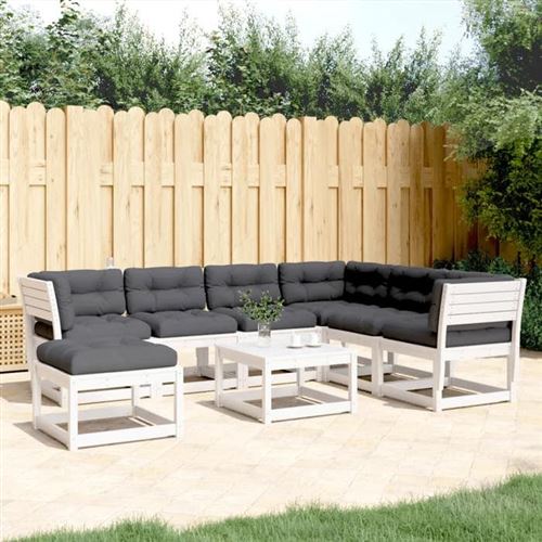 VIDAXL - Salon de Jardin - 7 Pièces - Blanc - Bois - Image 2