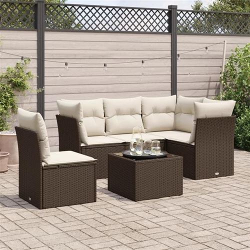 Non Communiqué Marron Salon De Jardin Modulable Vidaxl Rotin 6 Pieces