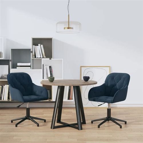 vidaXL Chaises pivotantes à manger lot de 2 Bleu Velours