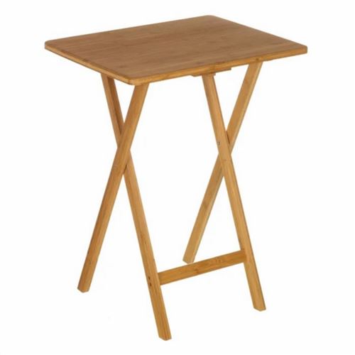 Table pliante en bambou coloris naturel - Longueur 49,50 x Profondeur 37,50 x Hauteur 65,50 cm