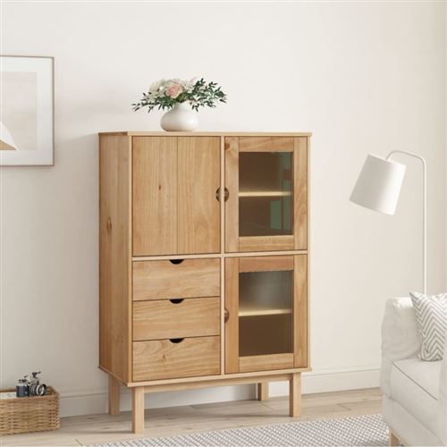 Non Communiqué Bois Buffet Haut Otta 85X43x125 Cm Massif De Pin