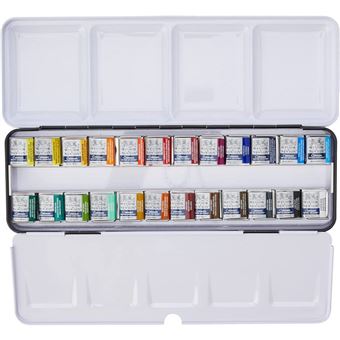 Palette aquarelle métal laqué - vide - contenance 16 à 22 demi godets – La Nouvelle Vague Couleurs