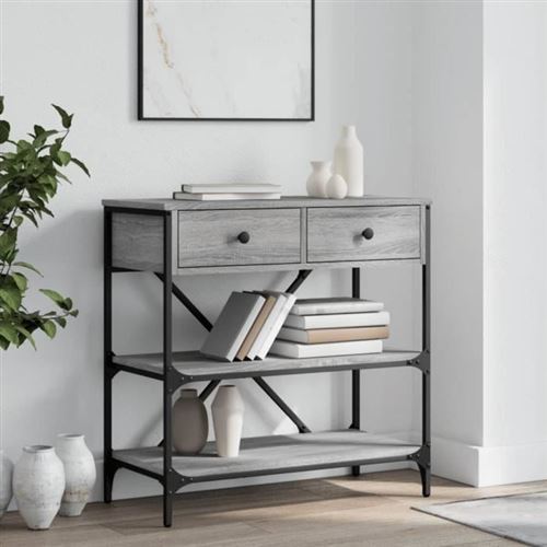 Vidaxl Gris Table Console 75X34,5X75 Cm - Sonoma - Image 3
