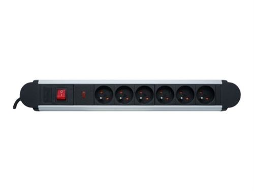 exertis Connect - Stroomstrip - with surge protection, switch - 3680 Watt - input: CEE 7/7 - uitgangen: 6 (CEE 7/5) - 1.8 m kabel - Frankrijk - zwart