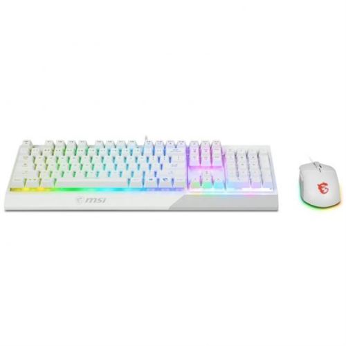 Non Communiqué Blanc Clavier Qwerty Msi Vigor Gk30 + Souris Clutch Gaming Gm11