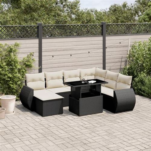 vidaXL - Salon de jardin modulable - Rotin - Noir - 8 pièces - Image 2
