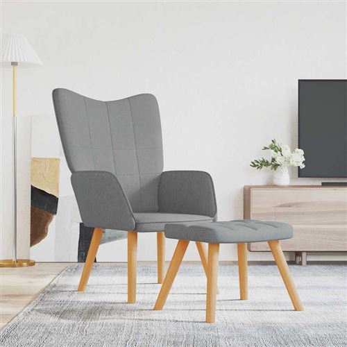 vidaXL Relaxstoel met voetenbank tissu gris clair