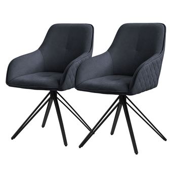 ML-Design Set de 2x Chaise de Salle à Manger, Anthracite, en Textile Tissé, Chaise - 1