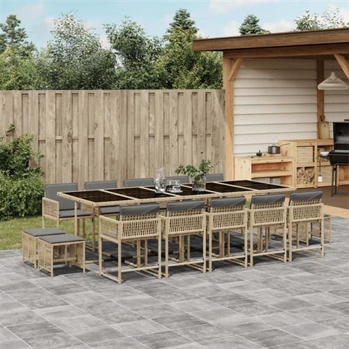 Non Communiqué Beige Vidaxl Salon De Jardin Avec Coussins 12 Pcs, Canapés De Patio, Ensemble De Meubles, Mobilier De Terrasse Extérieur, Noir 3260655