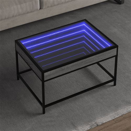 vidaXL Table basse avec LED infini sonoma gris 70x50x41 cm