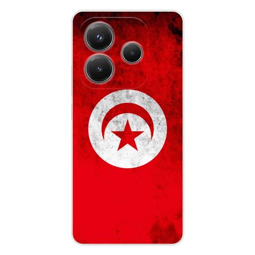 Coque en silicone imprimée compatible Xiaomi Redmi Note 14 5G Drapeau Tunisie