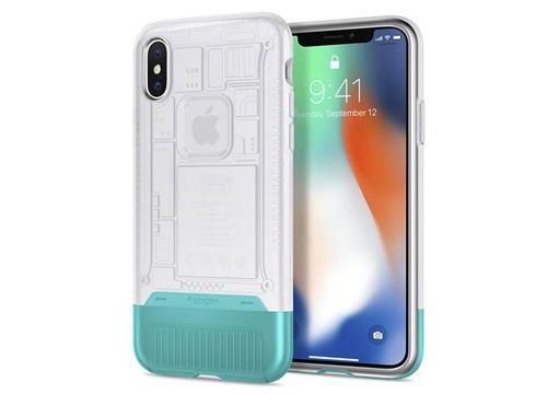 Spigen Classic C1 - Achterzijde behuizing voor mobiele telefoon - polycarbonaat, thermoplastic polyurethaan (TPU) - sneeuw - voor Apple iPhone X