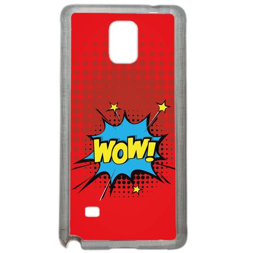 Coque Wow Fond Rouge Compatible Samsung Galaxy Note 4 Transparent
