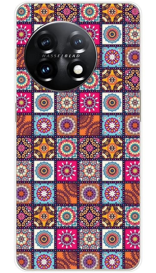 Coque en silicone imprimée compatible OnePlus 11 5G Patchwork Mandala