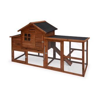 Poulailler En Bois Geline Cage à Poule De 193x75x115cm Alices