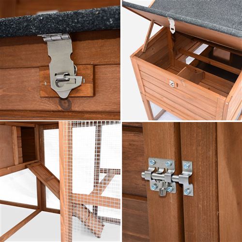 Poulailler En Bois Geline Cage à Poule De 193x75x115cm Alices