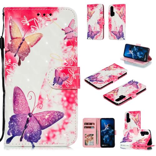 Etui en PU impression de motifs spot de lumière papillon élégant pour votre Huawei Honor 20 Pro