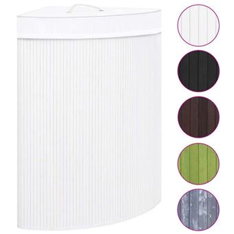 vidaXL Panier à linge d'angle Bambou Blanc 60 L - 1