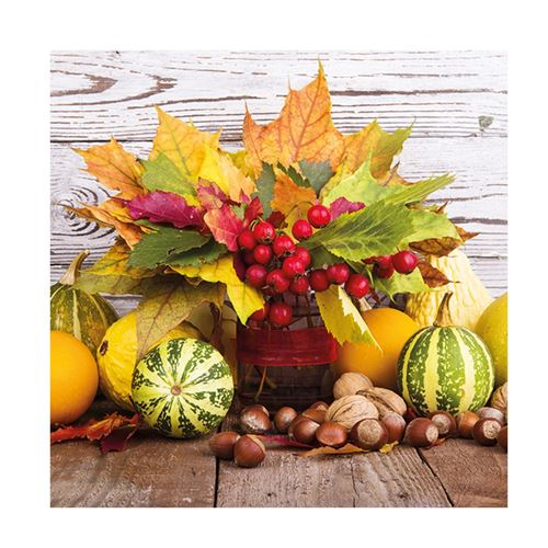 20 serviettes composition automne 33x33cm