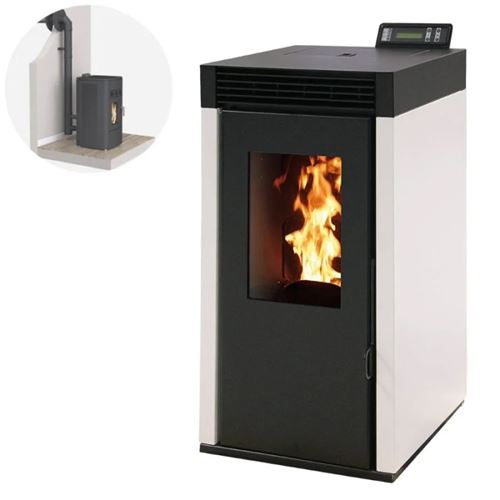 Pack Po&ecirc;le &agrave; granules MARINA 6KW Etanche + Kit Conduit Ventouse - Blanc