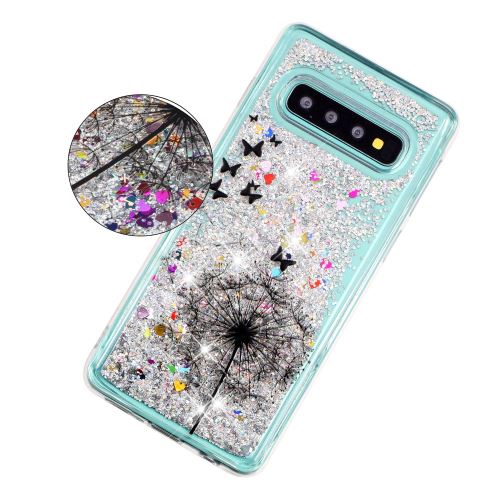 Coque en TPU Gel à paillettes motif pailleté pour sables mouvants pissenlit et papillon pour votre Samsung Galaxy S10