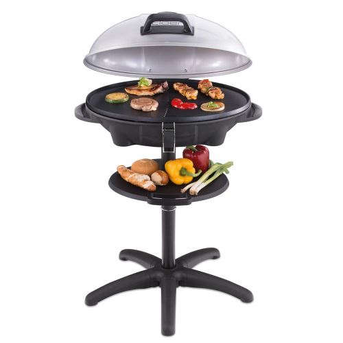 cloer 6789 Thermomètre/Barbecue sur Pied / 2400 W/Surface de Cuisson : 38,5 x 52,5 cm/Peu encombrante/Noir Barbecue/Gris Clair/argenté