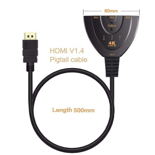 HDMI Switch , GANA Switch HDMI 3 Ports Commutateur HDMI Sélecteur Splitter  Manuel