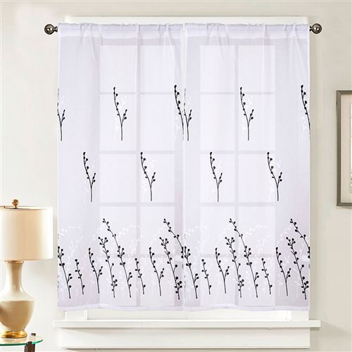 Paire de vitrage Flora - Noir, 2x60x160cm