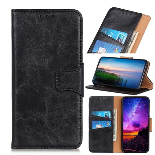 Etui en PU peau de cheval fou noir pour votre Sony Xperia L4