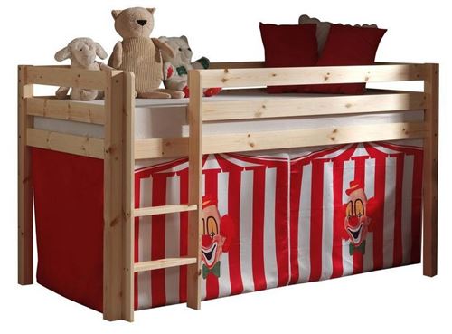 Vipack PINO Lit Compact Pin Massif Naturel 209 x 105 x 114 cm + Rideau de lit Chucky