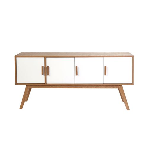 Buffet bois naturel et blanc 4 portes HELIA