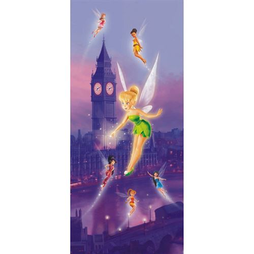 AG ART Poster porte Fée Clochette à Londres Disney Fairies intisse 90X202 CM