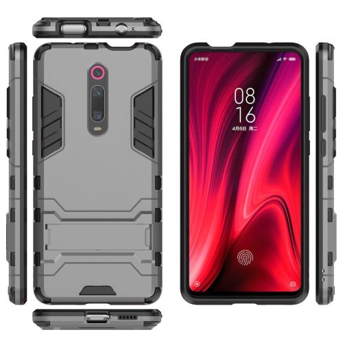 Coque en TPU hybride gris avec béquille pour votre Xiaomi Redmi K20/K20 Pro/Mi 9T/Mi 9T Pro