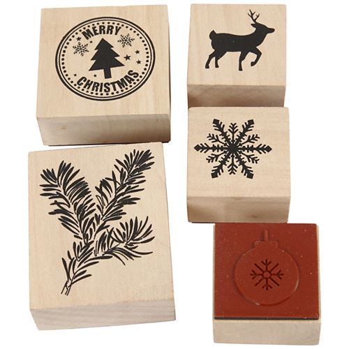 Lot de tampons en bois - Noël - 5 pcs