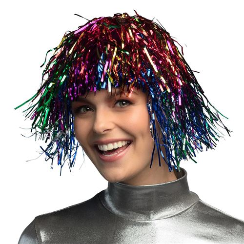 perruque métallique multicolore