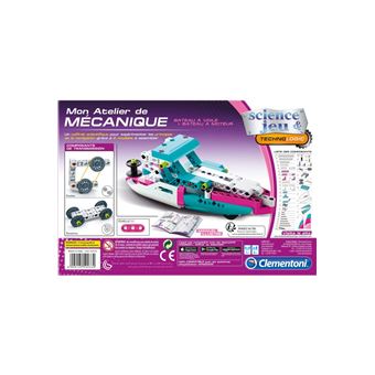 Coffret Construction Bateau à Moteur Clementoni - Atelier Mécanique STEM Pour Enfants 8 Ans Et Plus - 80 Pièces