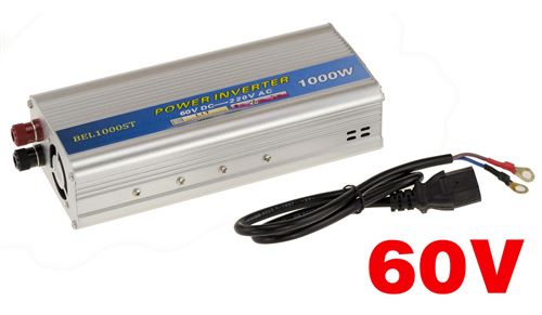 Inverseur 60V vers 220V 1000 WATTS Puissance en Crête 2000W PRISE EUROPEENNE (FRANCE)