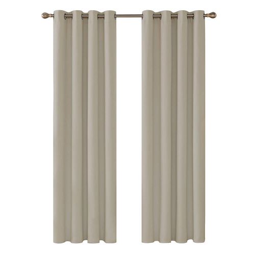 Deconovo Lot de 2 Rideaux de Porte Occultants Cuisine Fenêtre Intérieur Rideaux Isolant Thermique à Oeillets Salon Balcon Chambre Enfant 132x242cm Beige Foncé