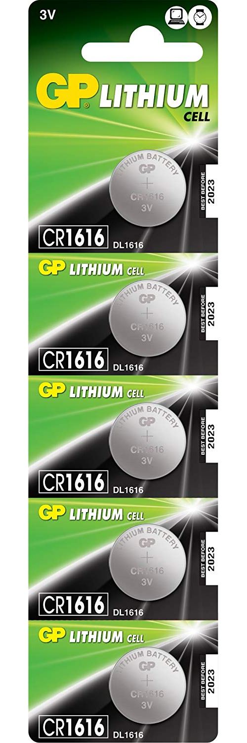 GP CR1616–7U5 Batterie au lithium CR1616 (3 V, Lot de 5) sous blister