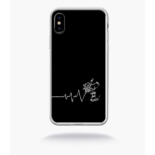 Coque Black Crayon Electrocardiogramme Compatible Apple Iphone 10 Bord Transparent
