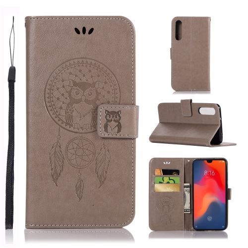 Etui en PU capteur de rêves de hibou gris pour votre Huawei P30